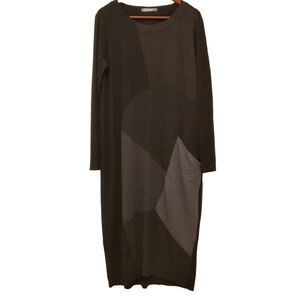 Alembika Black & Gray Mixed Media Lagenlook Dress Size 4 (12 / 14)